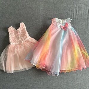 (2) Jessica Ann & Lilt Little Girl Dresses size 4 (pink/blue/yellow)